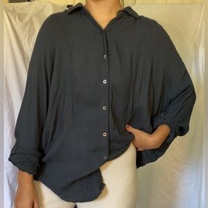 Free People Black Oversized Shirt Dress Size Medium